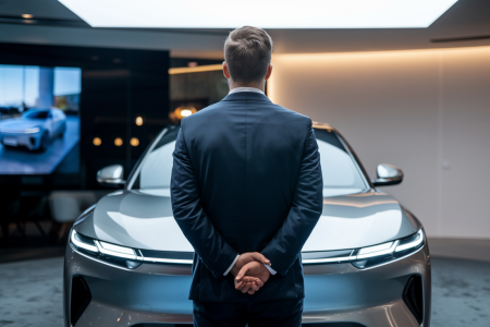 homme-dos-voiture-showroom-moderne