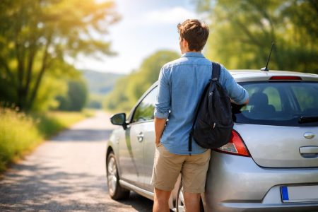adulte-voiture-route-ensoleillee-arbres