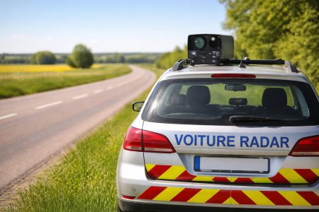 voiture-radar-route-campagne-ensoleillee