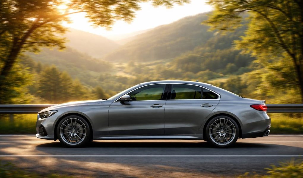 voiture-contemporaine-route-verdoyante-soleil