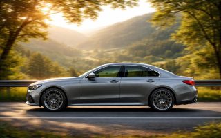 voiture-contemporaine-route-verdoyante-soleil