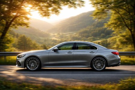 voiture-contemporaine-route-verdoyante-soleil