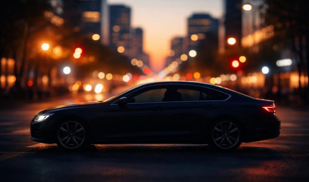 voiture-berline-ville-lumiere-soir