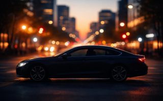 voiture-berline-ville-lumiere-soir