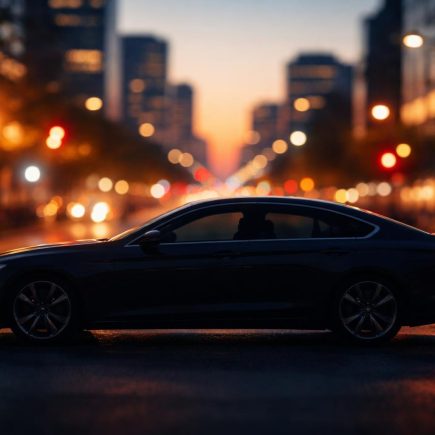 voiture-berline-ville-lumiere-soir