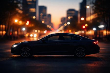 voiture-berline-ville-lumiere-soir