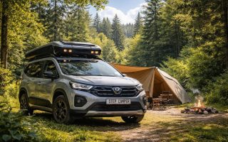 camping-car-foret-tente-ciel-bleu