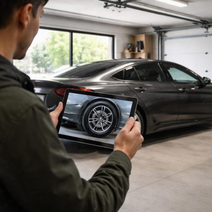 garage-moderne-voiture-tablette-personne