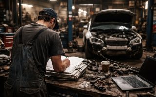 garage-mecanicien-documents-voiture-demontee