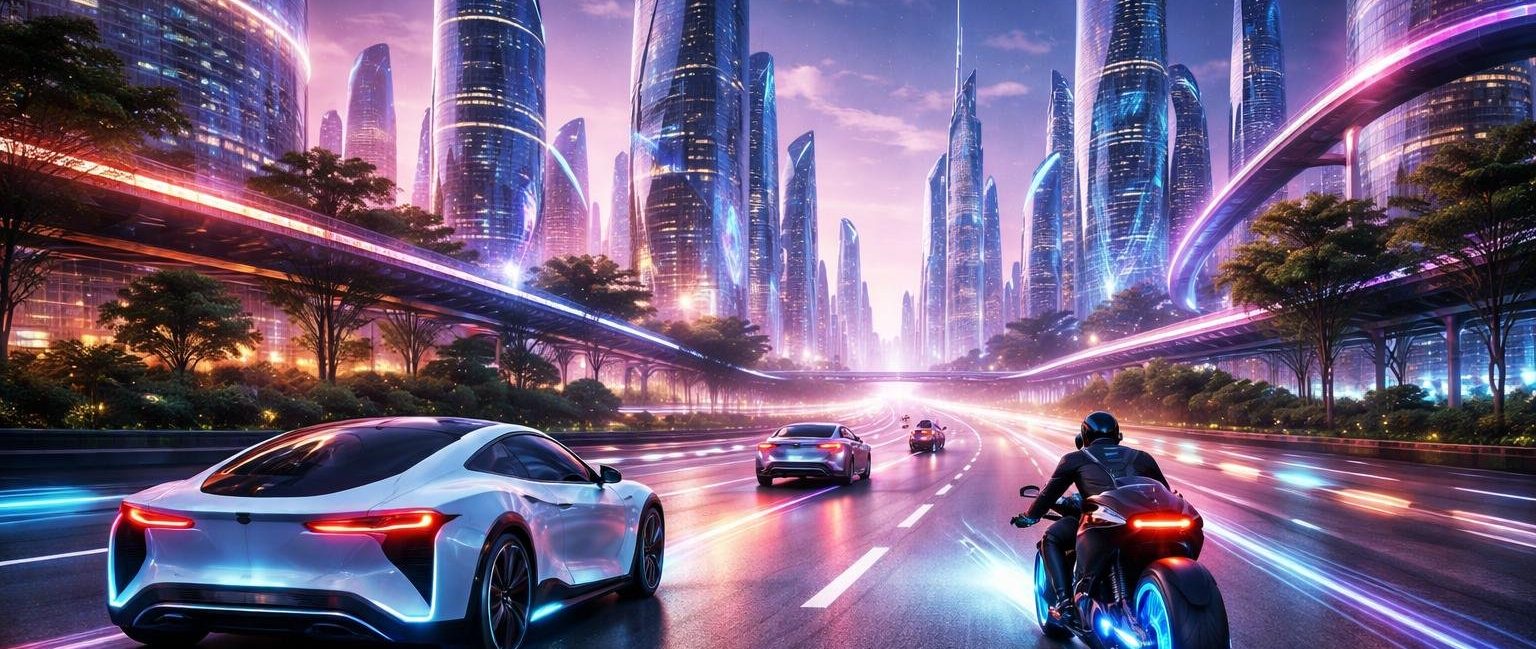 paysage-urbain-futuriste-vehicules-modernes-gratte-ciels
