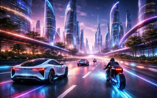 paysage-urbain-futuriste-vehicules-modernes-gratte-ciels