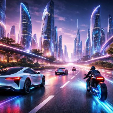 paysage-urbain-futuriste-vehicules-modernes-gratte-ciels